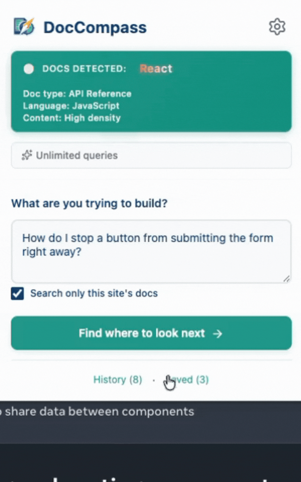 DocCompass query input example